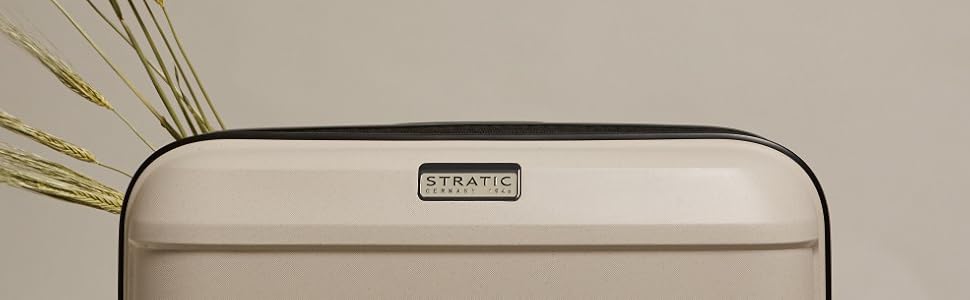 Валіза Stratic Straw велика (розмір M), твердий корпус, розширена місткість, TSA-замок, 4 колеса, темно-сіра