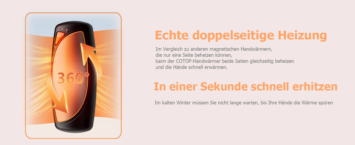 Електричні грілки для рук COTOP, набір 2 шт. з зарядним кейсом 14000 mAh, 3 режими нагріву до 56°C, для катання на лижах, кемпінгу, чорного кольору