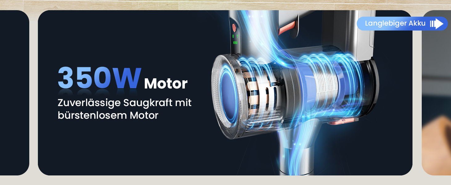 Бездротовий пилосос Dzaki 45000Pa з акумулятором, Smart-дисплеєм, функцією паркування та антизаплутанащістю для килимів, твердих поверхонь, шерсті тварин та авто (блакитно-сірий)