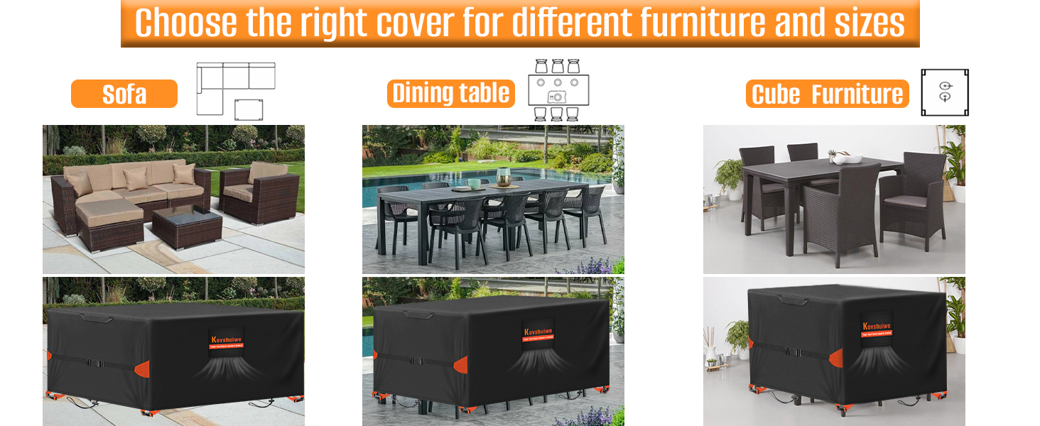 Чохол для садово-патіо меблів Kovshuiwe, вологостійкий, захист від сонця та вітру, 420D, 140x90x74 см