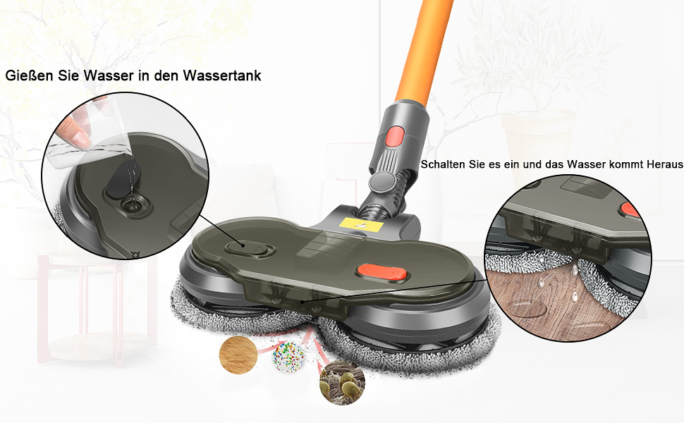 Електрична насадка для швабри Jajadeal для Dyson V15 V11 V10 V8 V7 аксесуари, насадка для швабри для Dyson зі знімним резервуаром для води, 12 миються насадок для швабри Комплект -2