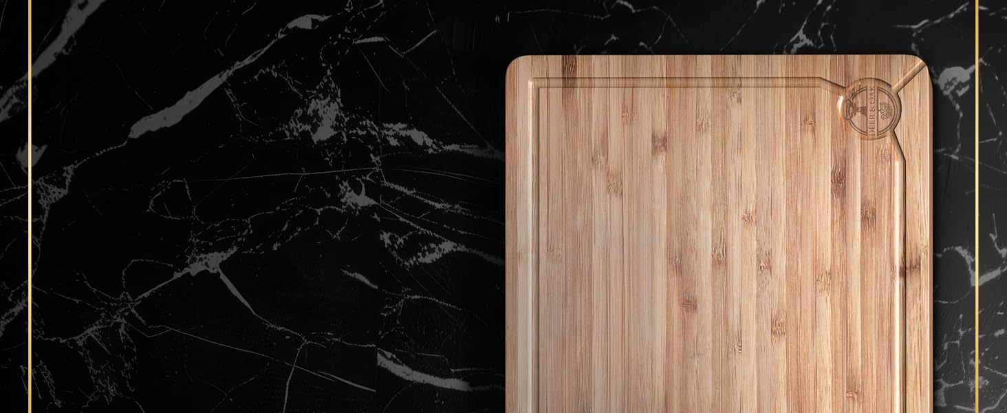 Набір дощок для нарізання Deer & Oak з бамбука XXL та велика (43x30 см & 38x25 см) – для м'яса, овочів, ніж-дружні, попередньо оброблені олією