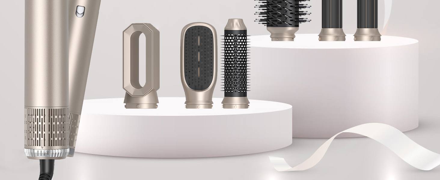 Airstyler 6 в 1 Gold 1000W: Фен-щітка, плойка, випрямляч для волосся – професійний набір для укладки