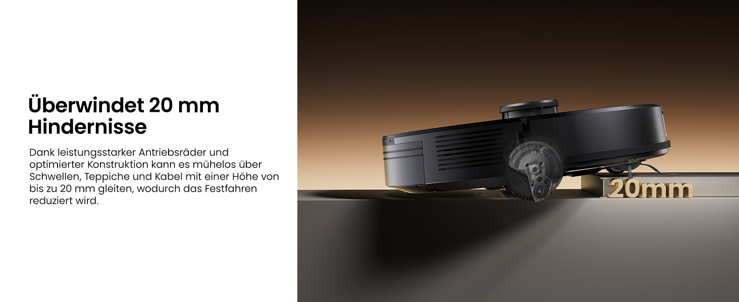 Робот-пилосос Proscenic Q20Plus з функцією миття, 10000Pa, 200хв, бездротовий, самостійна очистка, 3-в-1 для тварин, килимів, твердих поверхонь, чорний