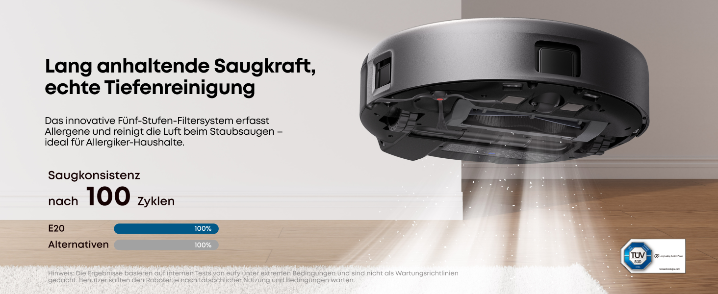 Робот-пилосос eufy HydroJet з функцією миття, 20000Pa, Turbo-сила всмоктування, щітки DuroSpiral, CornerRover для кутів, станція All-in-One, для тварин та дітей (E20)