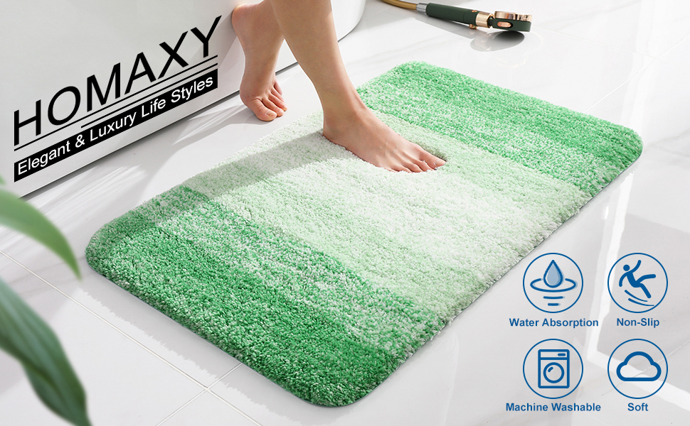Килимок для ванної кімнати Homaxy: антиковзаючий, миючий, з м'якого флюсу, мікрофібра, швидковисихаючий | Килимок для душу
