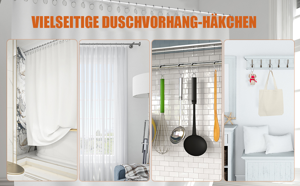 Набір з 12 металевих кріплень для душової завіси LIHAO, гачки для душу, 69x39 мм