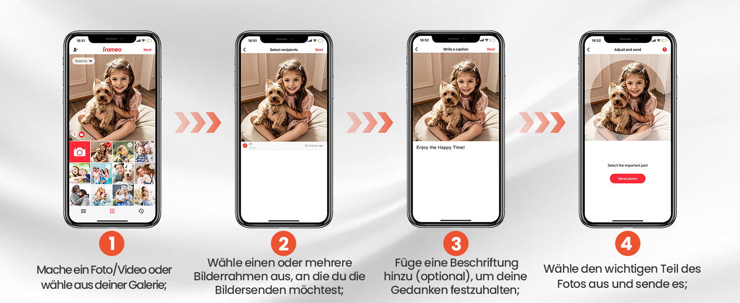 Frameo: Цифровий фоторамка 10.1 дюйма, HD 1280*800 IPS, сенсорний екран, 32GB, автоповорот, Frameo App