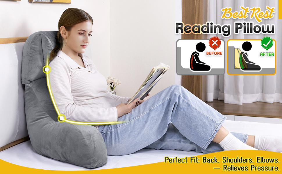 Подушка для читання та ігор AS AWESLING з підтримкою спини - подушка для шиї та попереку для ліжка, дивана, підлоги, з підставкою для ніг
