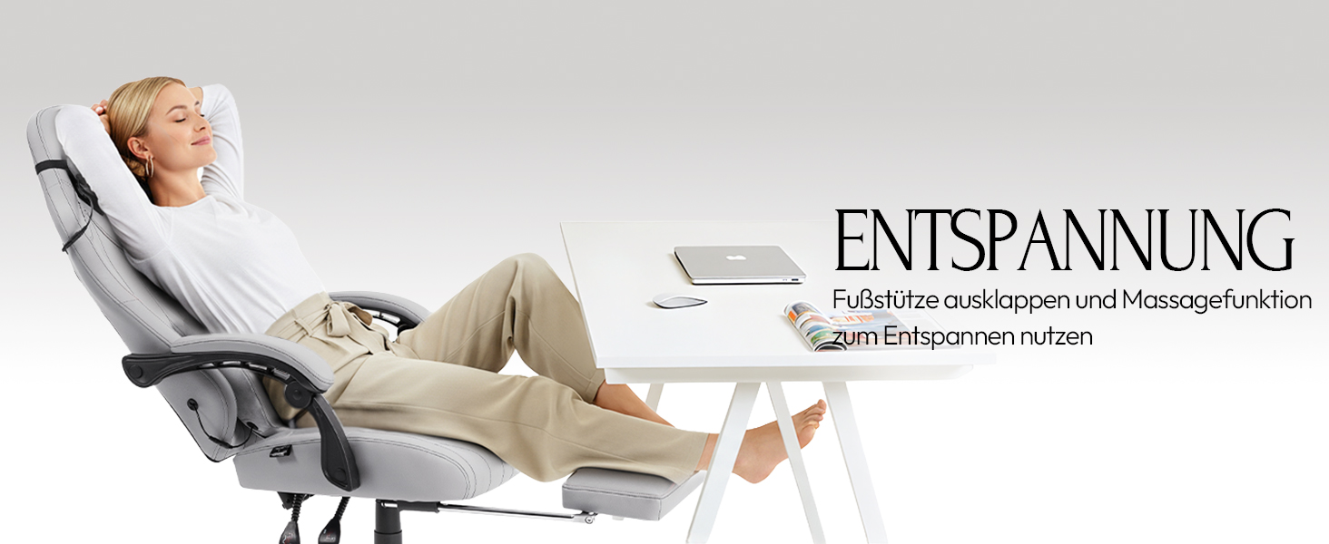 Ігровий крісло Dowinx з масажем, ергономічний дизайн, підтримка попереку та шиї, до 135 кг, шкіра, чорний (сірий), для дорослих