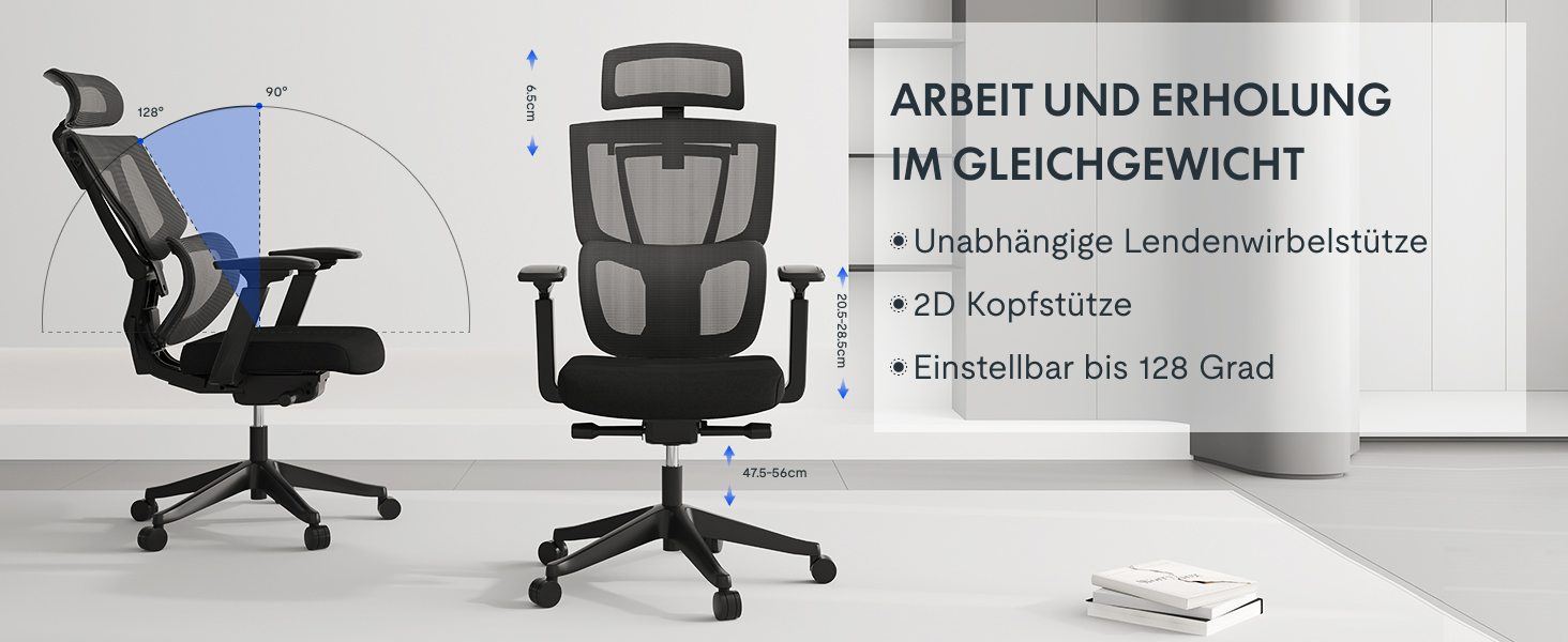 Крісло офісне ергономічне FLEXISPOT ErgoX чорного кольору, регульована поперекова підтримка, 4D підлокітники, 2D підголівник, дихаючий матеріал, висота регулюється, вантажопідйомність до 130 кг