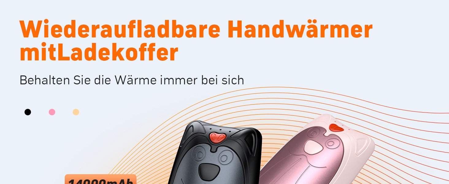 Електричні грілки для рук Zgrmbo 2 шт. з зарядним кейсом 10000 mAh (до 90 годин роботи), багаторазові, чорні