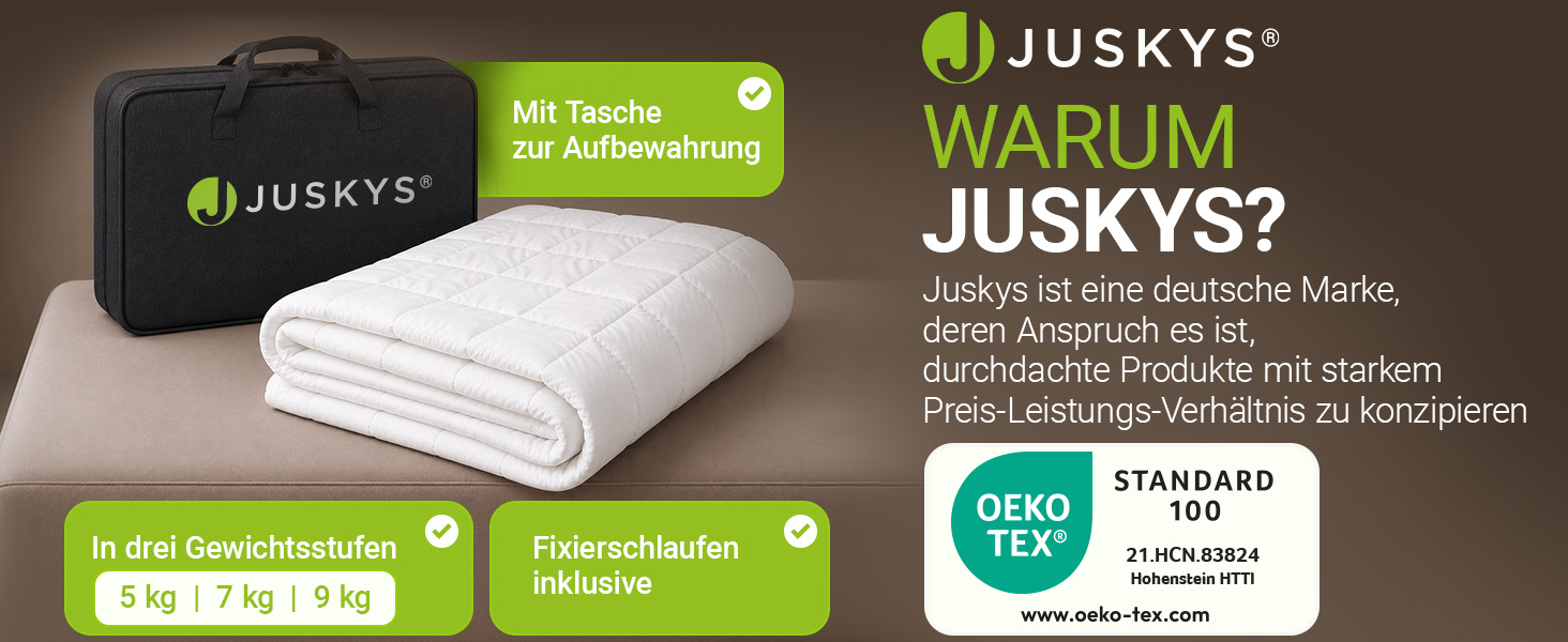 Обтяжена ковдра Juskys Anti-Stress 9 кг (135x200 см) зі скляними кульками, бавовна та мікрофібра для дорослих при безсонні