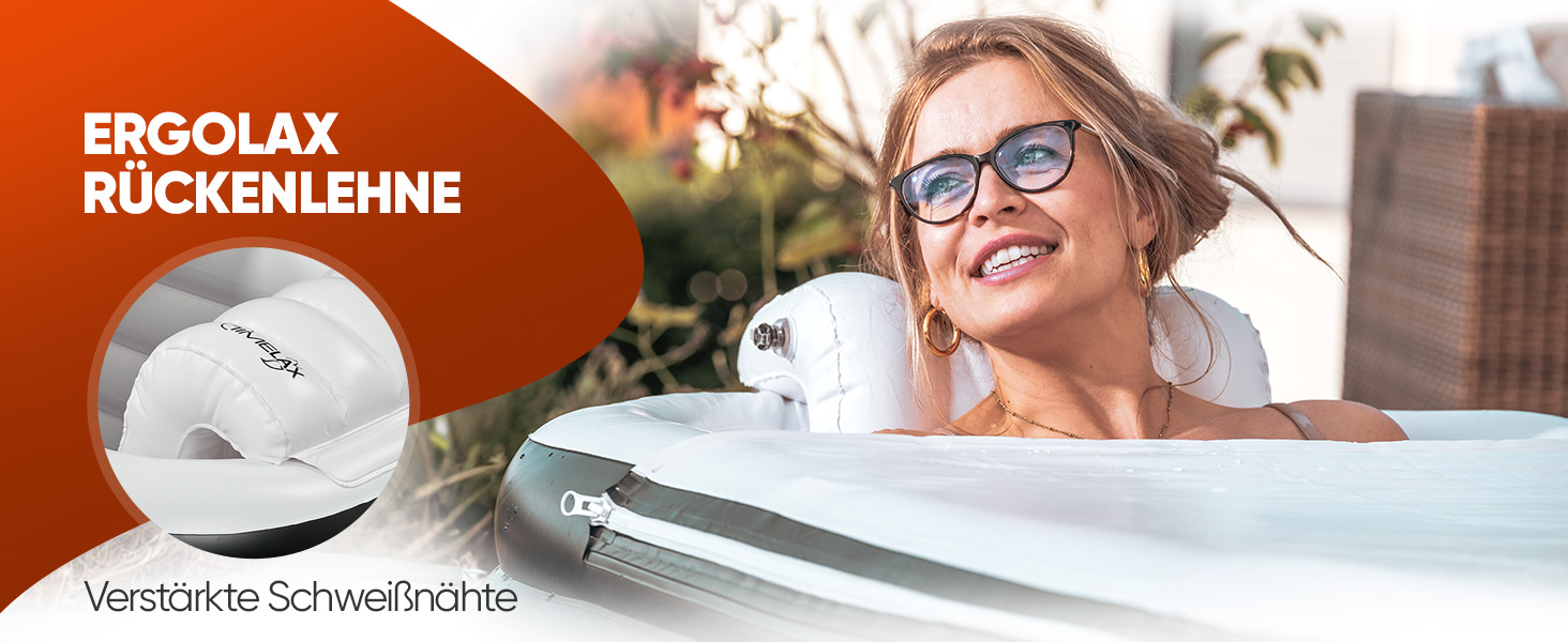 Надувна ванна TIMELAX® XL з ергономічною спинкою, 0,5 мм PVC, без BPA | Мобільна ванна для дорослих, чорна