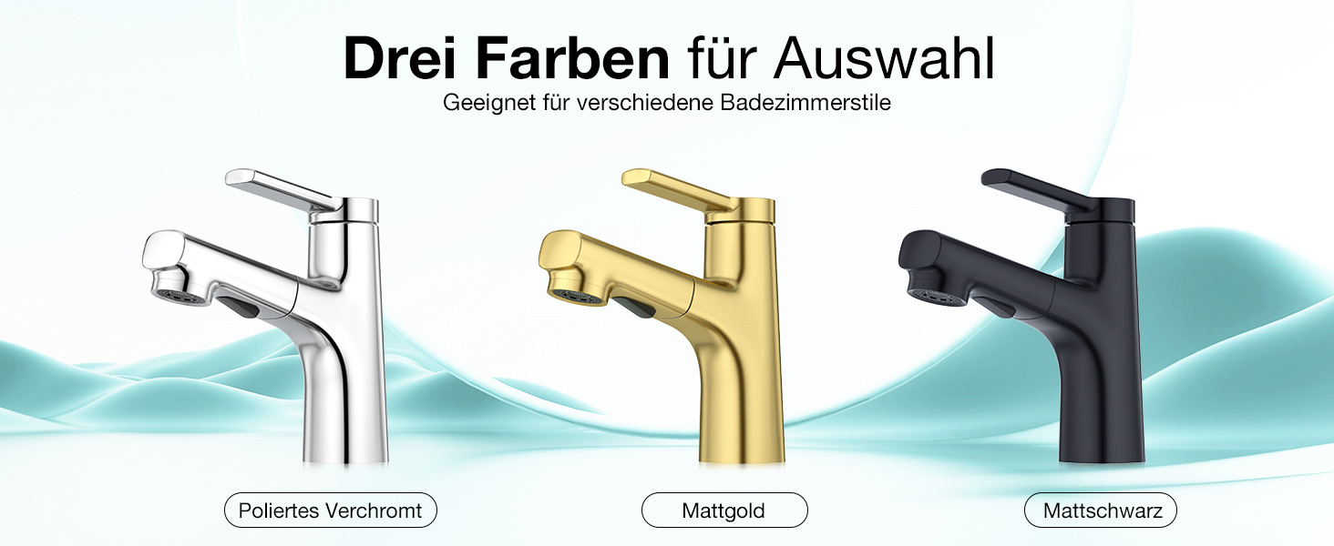 Сучасний змішувач для ванної кімнати CREA з висувною лійкою, 2 режими струменя, з міді, хром, для умивальника