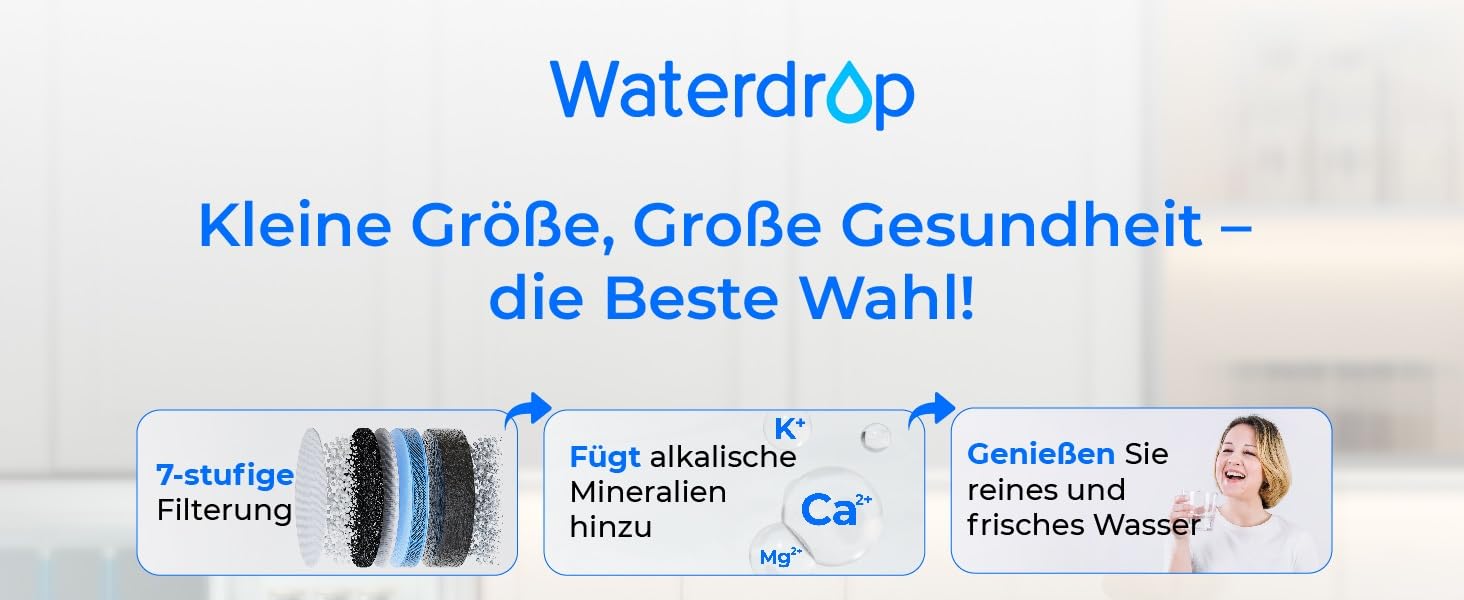 Система зворотного осмосу Waterdrop CoreRO для встановлення на стільницю, миттєвий нагрівач гарячої води, 5 температурних опцій, 6-ступенева фільтрація, 3:1 чиста вода/стоки, зменшує PFAS, без встановлення, WD-C1H, миттєво гаряча вода (температура кімнати, лужна)