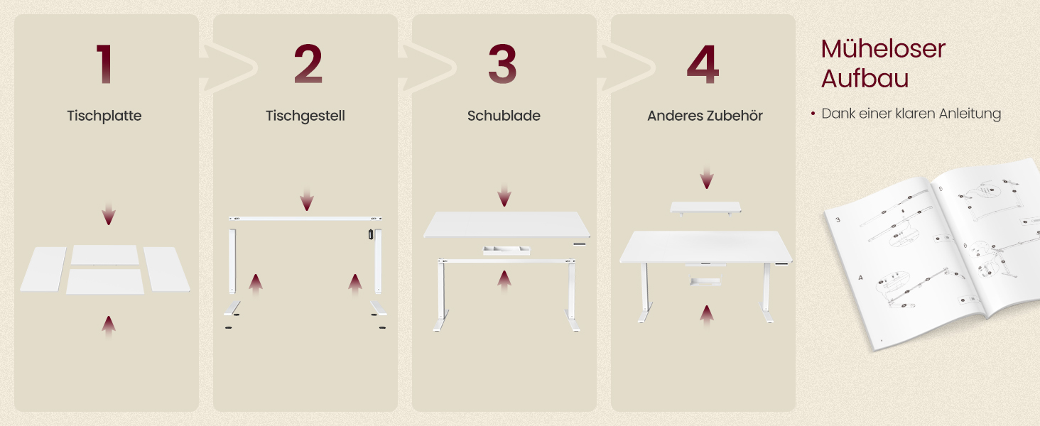 VASAGLE Регульований стіл, моніторний підставка, ящик, USB-C, нагадування про сидячий спосіб життя, для офісу, 140 x 70 см, Wolkenweiß