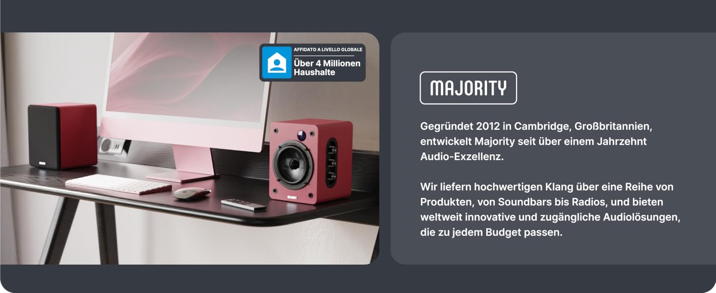 Активні HiFi колонки Majority D50X 60W 2.0 для ПК та ТБ, Bluetooth 5.3, HDMI ARC, AUX, студійні монітори з вуглецевим диффузором (каштановий колір)
