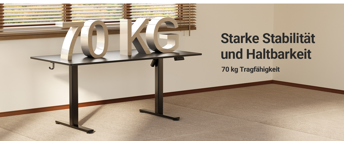 Регульований стіл Claiks 120x60 см, електричний, з пам'яттю, з гачками | Стіл для стоячи та сидячи