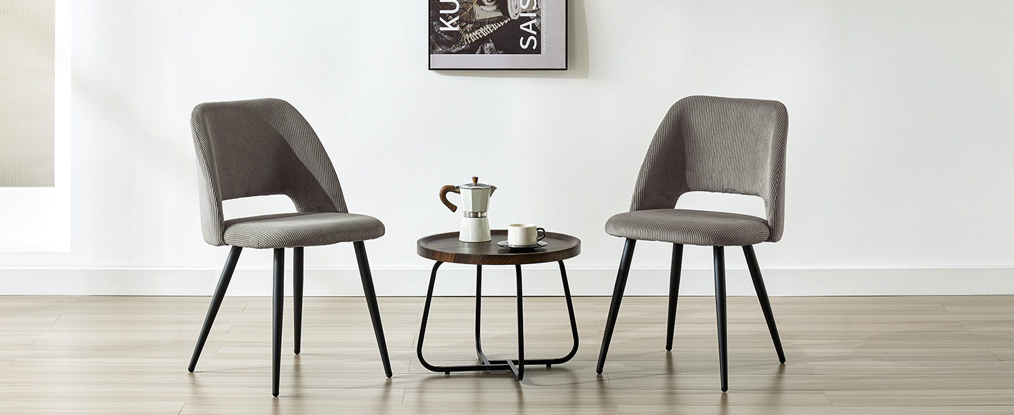 Набір обідніх стільців, кухонний стілець з тканини Cord, м'які стільці для обідньої кімнати, кухні, вітальні та спальні (Коричневий, 6)