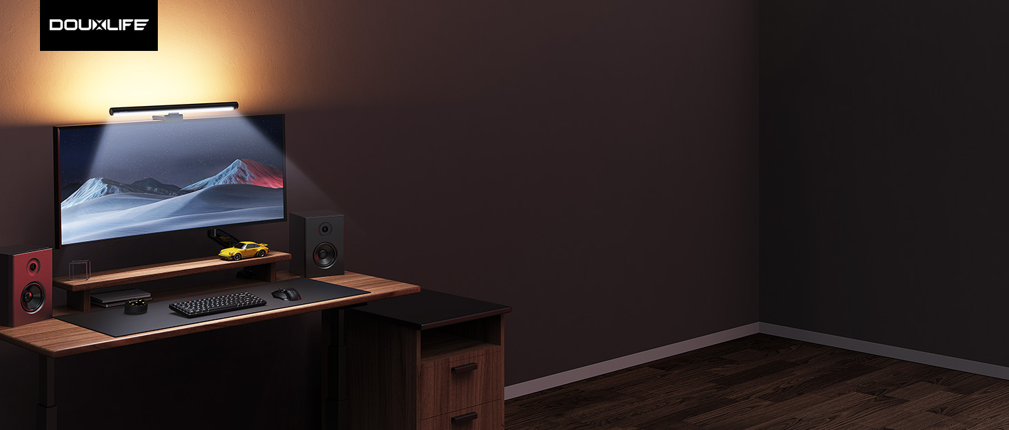 Світлодіодна лампа-панель Douxlife для монітора з підсвічуванням, USB офісна лампа з сенсорним керуванням та пультом, 42 см, регульована яскравість/колірна температура, Screenbar для ПК, чорний