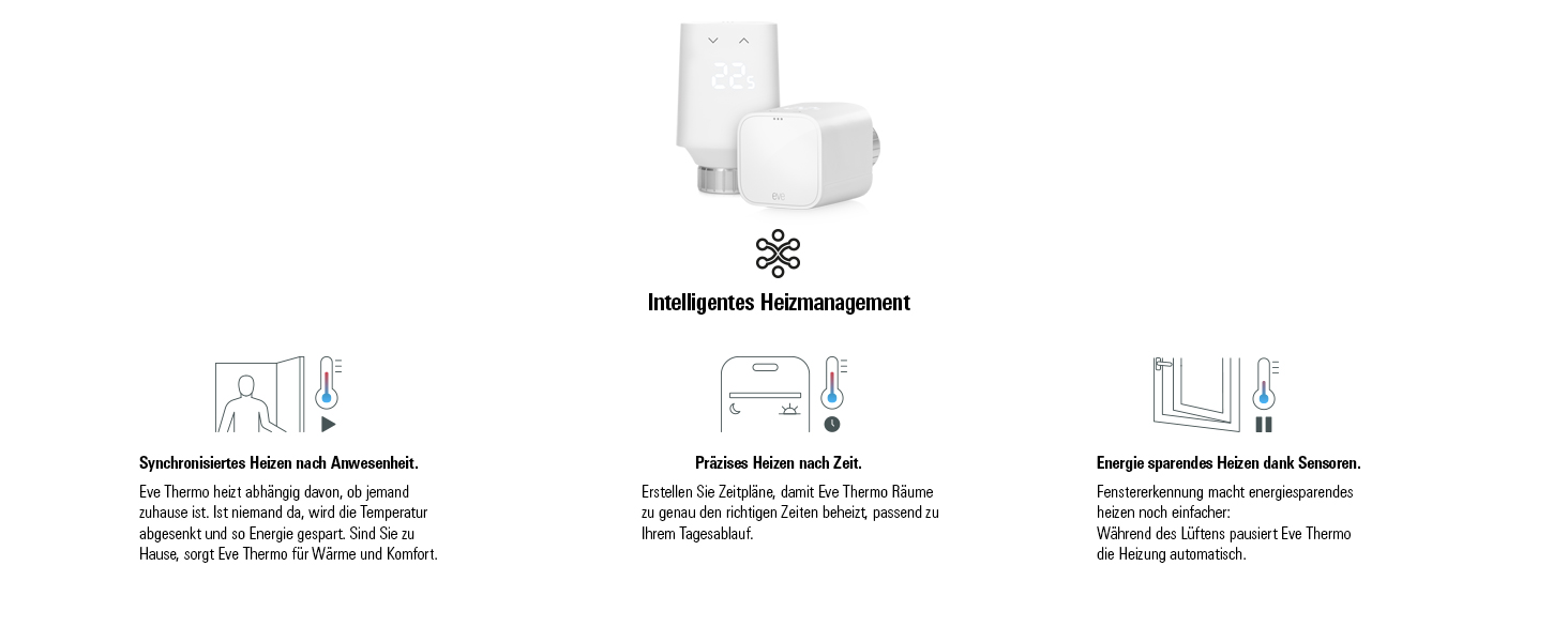 Eve Thermo (Matter, 5-те покоління) - Розумний термостат на радіатор, економія тепла, сумісний з Alexa, Apple Home, Samsung SmartThings, Google Home, Matter