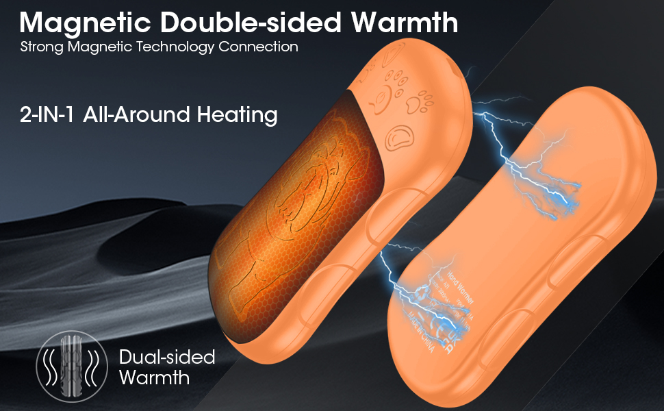 Електричні грілки для рук, 2 шт., 6000 мАг, акумулятор, багаторазові, зарядні, ідеальні для спорту на відкритому повітрі, полювання, гольфу, кемпінгу, теплий подарунок для жінок, чоловіків, дітей (Помаранчевий)