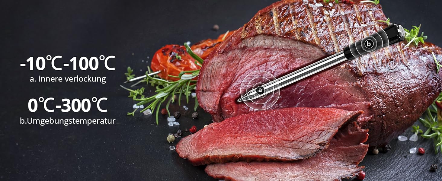 Бездротовий термометр для м'яса з 2 зондами, Bluetooth 5.4, Wi-Fi, LED-дисплей, для приготування BBQ та кулінарії