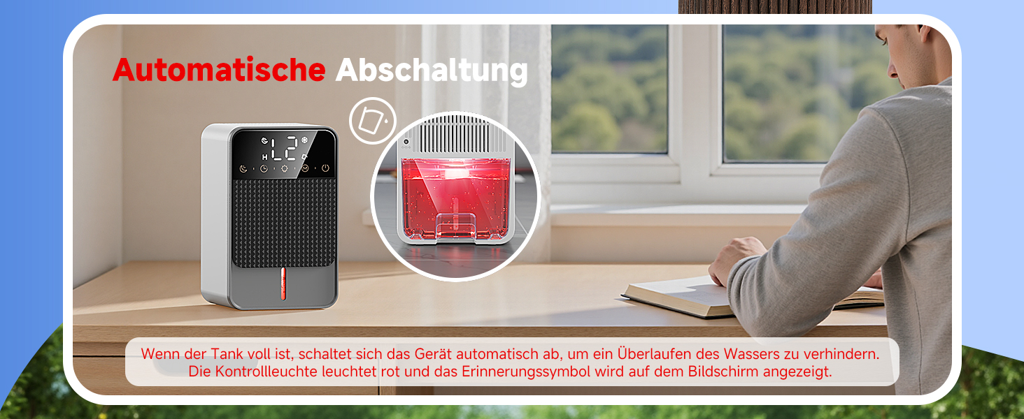 Електричний осушувач повітря 1800 мл з тихою роботою, функцією відтавання та автовимкнення, 7 кольорових підсвіток, портативний осушувач для спальні, ванної кімнати, підвалу, продуктивність 560 мл/24 год