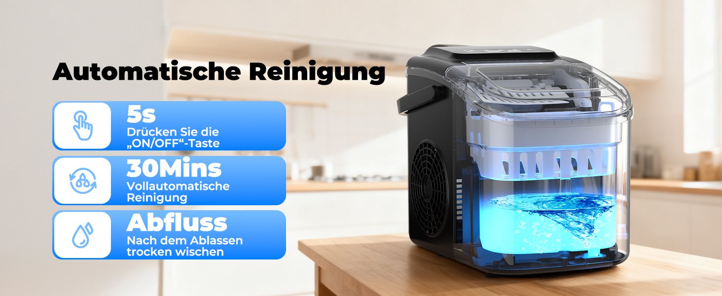 Машина для приготування льоду 12 кг/24 год, компактна модель 1,2 л, самоочищення, кошик/лопатка для льоду, 8 кубиків за 6-9 хвилин, для кухні/офісу/вечірки/дому/RV