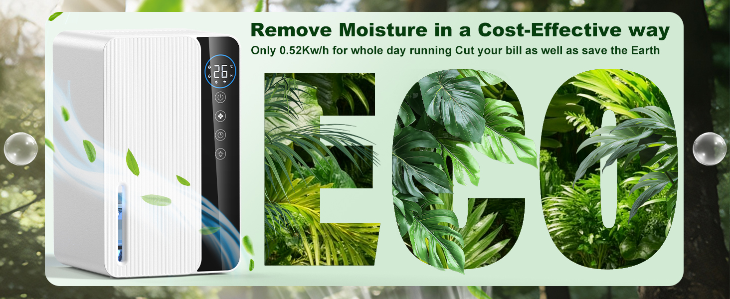Електричний осушувач повітря 1800 мл, енергозберігаючий, для спальні та ванної кімнати, 22,5W, тихий, з режимом сну, таймером та автовимкненням (550 мл/день)