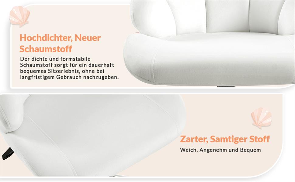 Крісло Yaheetech для дому та офісу: пуф для макіяжу, крісло з регулюванням висоти, обертове, біле, до 136 кг