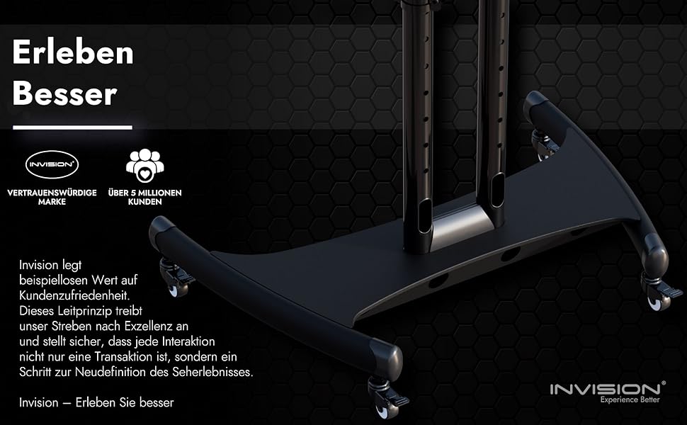 Підставка для телевізора Invision на колесах для екранів 32-75 дюймів, мобільна, регульована по висоті, до 45.5 кг, VESA 600x400, GT1200 ScreenStation
