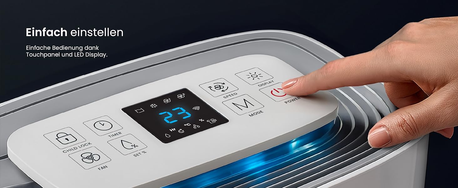 Про Breeze - вологопоглинач повітря 25 л/добу, для приміщень до 30 м², 4 режими роботи, цифровий дисплей, шланг для зливу, функція сушіння білизни, таймер, захист від вологи та плісняви, керування через додаток
