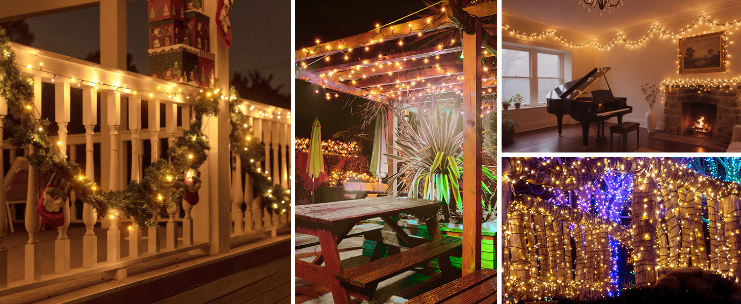 Гірлянда світлодіодна 40м, 400 LED, для прикраси ялинки та декору, вологостійка, з пультом, таймером, димуванням, теплий білий колір, для дому та саду