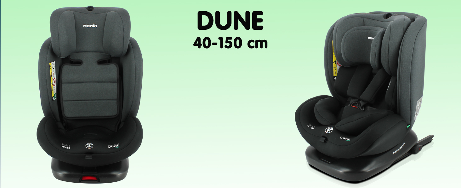 Автокрісло Nania Dune 0-36 кг, I-SIZE, 360° обертання, Isofix, регульована спинка та підголовник, сіре