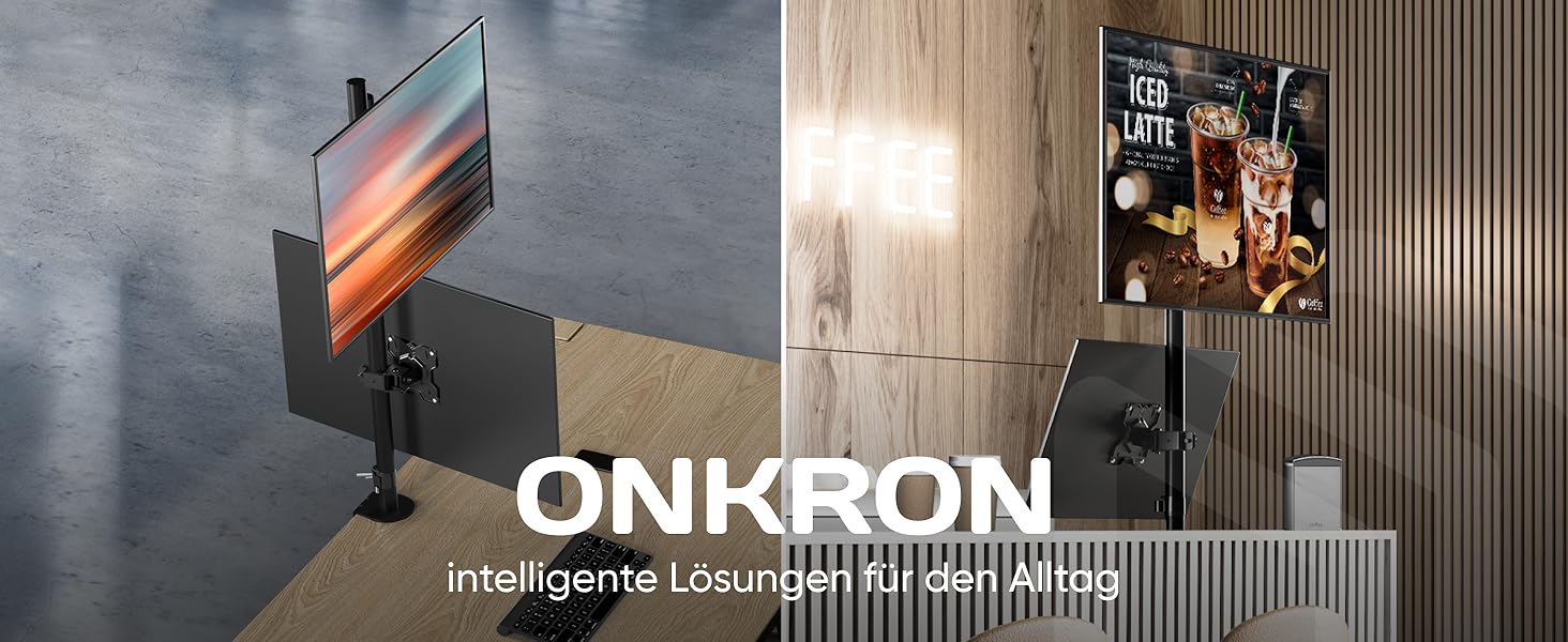 Кріплення для моніторів ONKRON D421E-B (D208E-B) - 4 монітори, 13-32 дюйми, до 8 кг, VESA, регулювання висоти, чорний