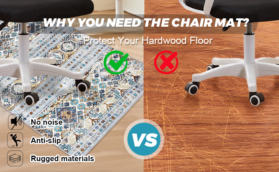 Килимок під офісний стілець 90x120 см, захист для підлоги, антиковзаюча підкладка, для ламінату та плитки (90 x 120 см, блакитно-коричнева геометрія)