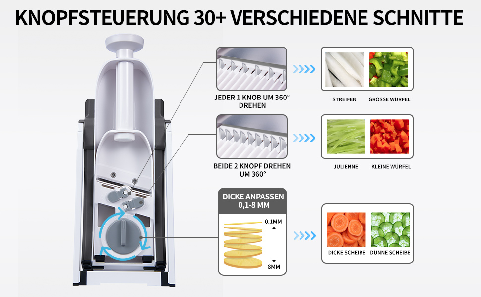 Регульований овочевий слайсер-мандліна, овочевий слайсер, нарізчик картоплі та цибулі сірого кольору