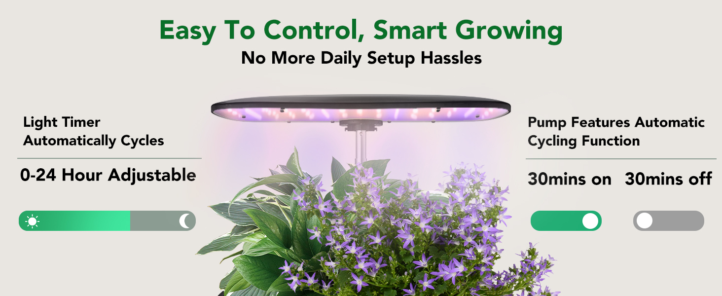 Система гідропоніки Sonidko для вирощування розсади з LED-лампою 48W, авто-таймером та регулюванням висоти, 5L резервуар