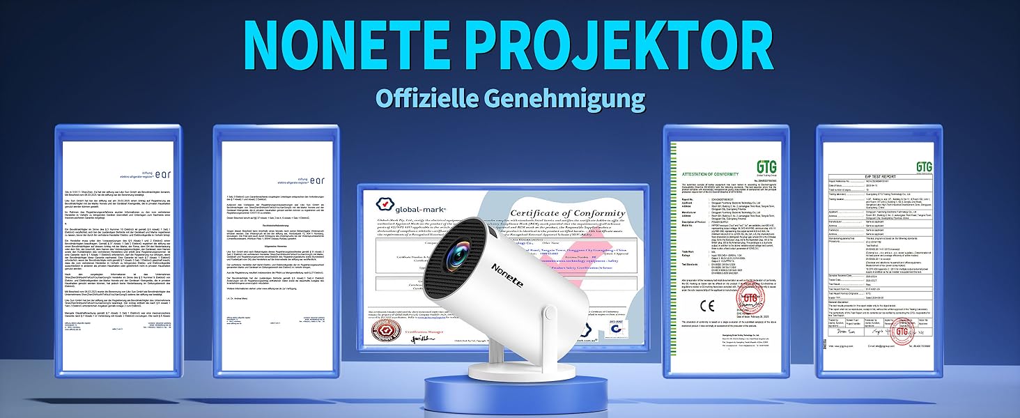 Beamer 4K проєктор: Full HD 1080P, WiFi 6, Bluetooth 5.2, Android, портативний, поворотний 270°, авто-корекція Keystone, для PC/HDMI/USB, з мишкою та пультом, білий