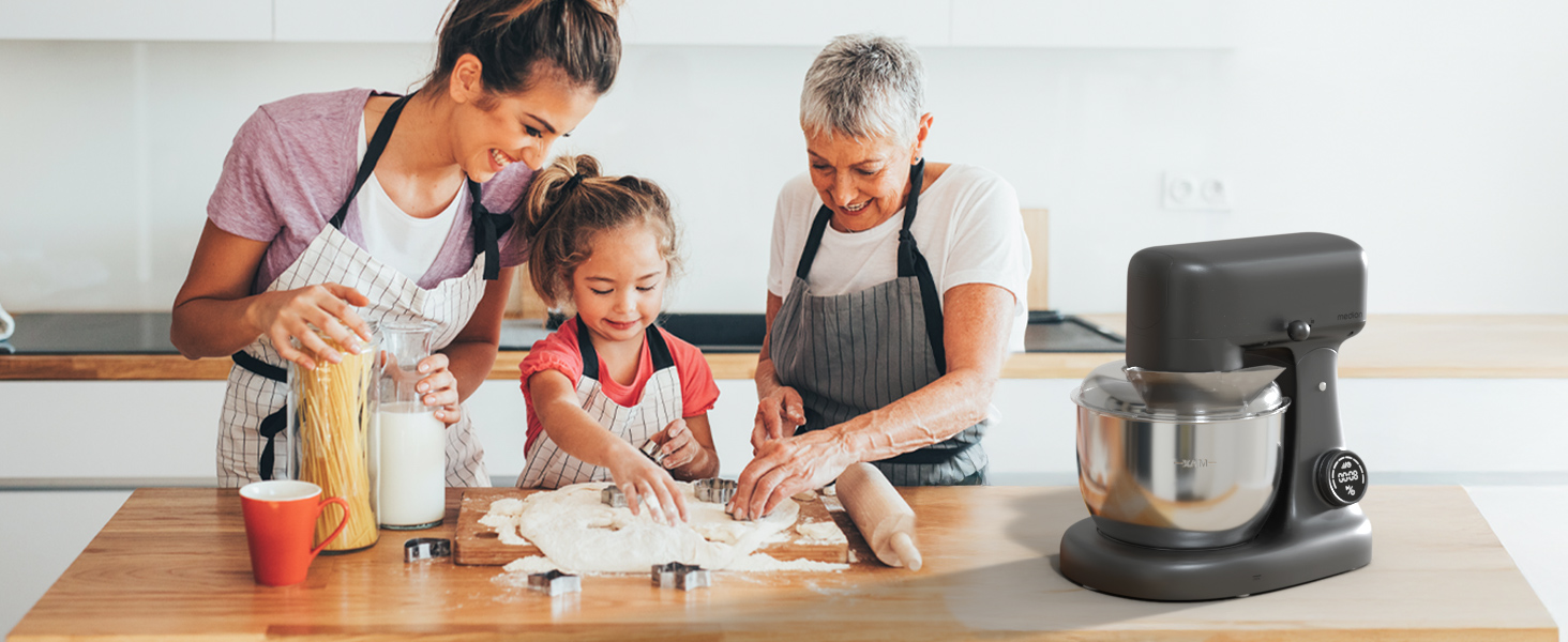 Кухонна машина MEDION MD 12600 Titan: м'ясорубка, 4.6 л чаша з нержавіючої сталі, 800 Вт, тихий двигун, сенсорне дисплею