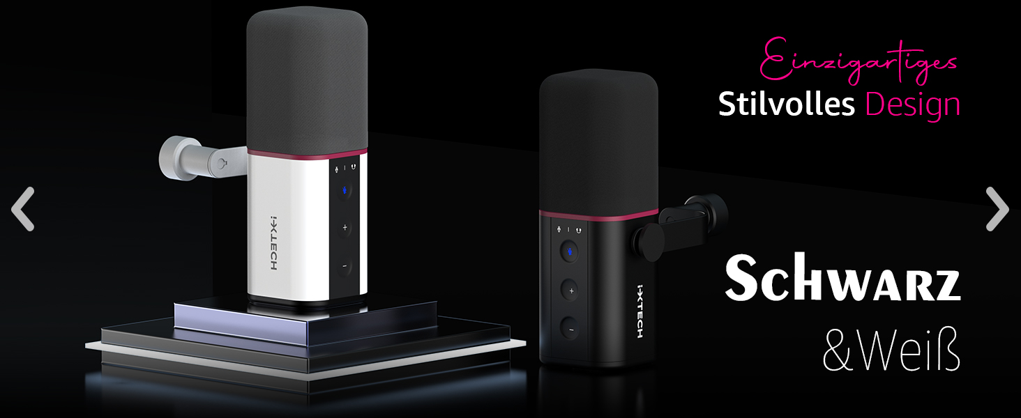IXTECH Динамічний мікрофон із кардіоїдною діаграмою, RGB підсвітка, USB/XLR, для співу, подкастів, стрімінгу, запису, ігор та озвучування, білий