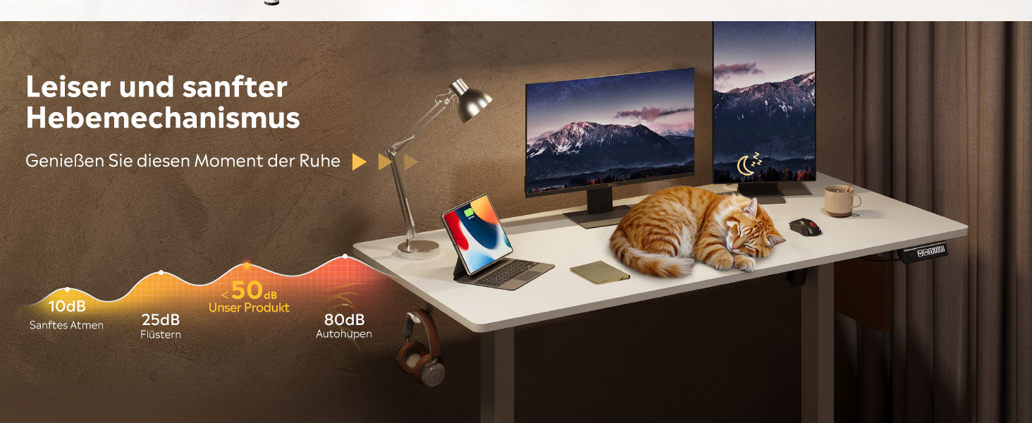 Регульований стіл Devaise 140x70 см з тихим мотором та функцією пам'яті, офісний стіл для роботи стоячи, білий