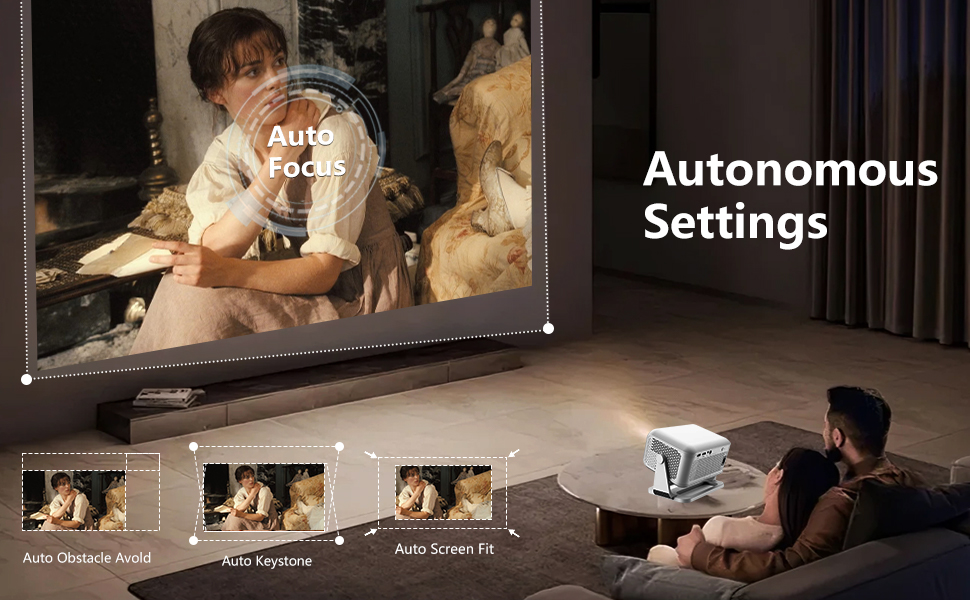 Міні-проектор Smart Beamer 4K з автофокусом та корекцією трапеції, WiFi6, Bluetooth, 600ANSI, 1080P Full HD, для дому та на вулицю, обертання 180°, сумісний з Netflix, модель L350-NF