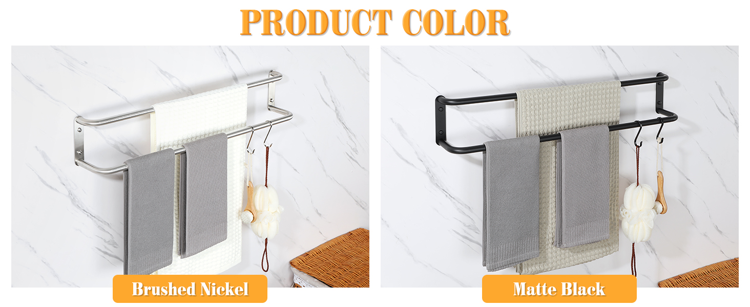 Тримач для рушників подвійний, нержавіюча сталь 304, 40 см, чорний. Настінний тримач для рушників у ванну та кухню. Набір для ванної кімнати