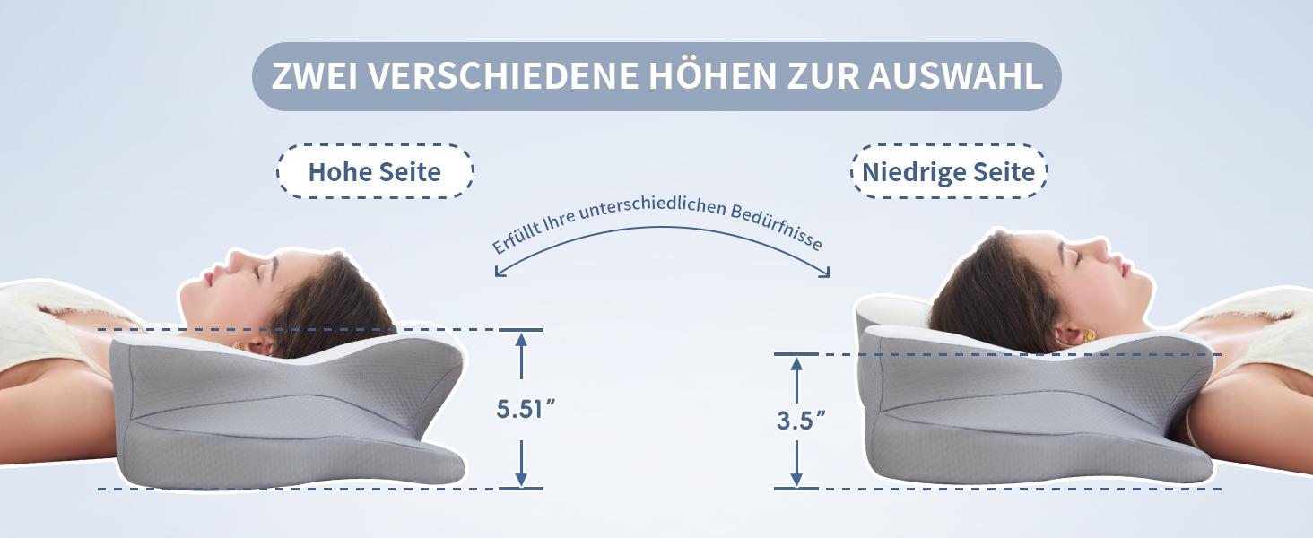 Подушка для шиї з піни Memory Foam: ергономічна підтримка, зняття болю, дихаючий чохол для сну на боці, спині та животі