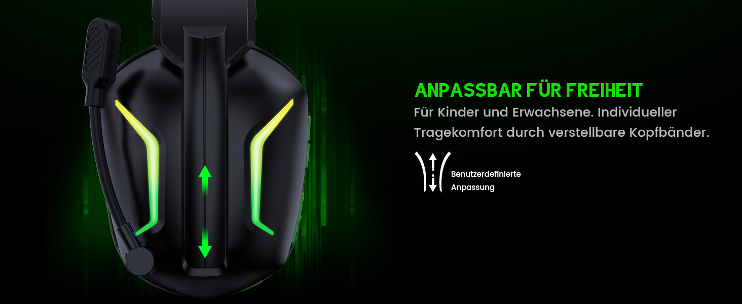 WG1 Bluetooth навушники для ігор: бездротові, з мікрофоном, для PS5, PS4, PC, Switch, Mac, LED-підсвітка, 50 годин роботи, Satinweiß