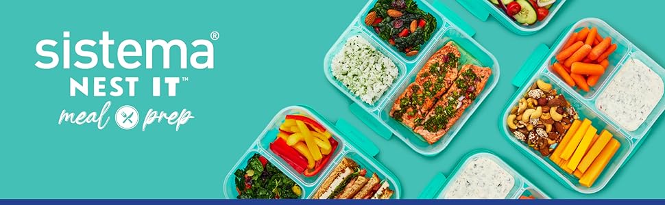 Набір контейнерів для їжі Nest IT Meal Prep | 5 шт, 1.9 л, 3 відділення, зелені