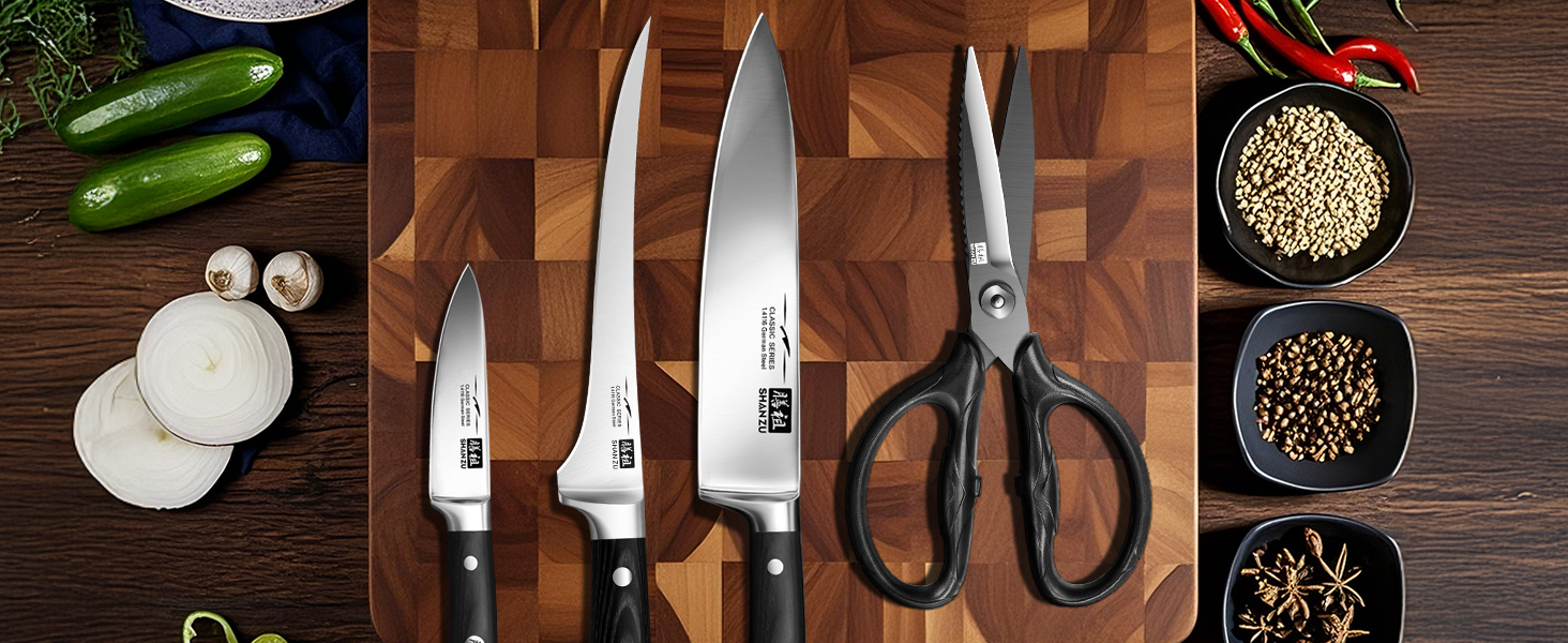 Кухонні ножиці SHAN ZU Robust: японська сталь 5Cr15MoV, 21 см, титанове покриття, для птиці та зелені